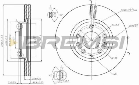 Тормозной диск пер. MAZDA 6/INSIGNIA A 1.8-2.5 07-16 (299x25mm) Тормозной диск пер. MAZDA 6/INSIGNIA A 1.8-2.5 07-16 (299x25mm)