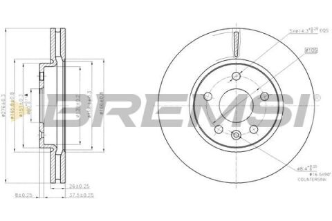 Гальмівний диск перед. Aveo/Cruze 11-/ Astra J 09- (276x26) Гальмівний диск перед. Aveo/Cruze 11-/ Astra J 09- (276x26)