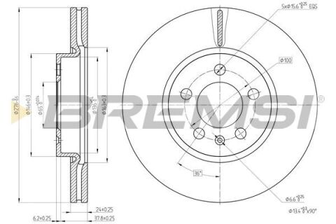 Тормозной диск перед. POLO VI/IBIZA V 1.0-1.6 17- (276x24mm) Тормозной диск перед. POLO VI/IBIZA V 1.0-1.6 17- (276x24mm)