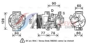 Компресор кондиціонера AVENSIS 2.0 D-4D 03-, COROLLA 2.0 D-4D 04-