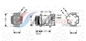 Компресор кондиціонера BERLINGO 1.6 05-, C5 I 2.0 01-, C8 2.0, 2.2 02-, FIAT, LANCIA, PEUGEOT