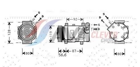 Компресор кондиціонера BERLINGO 1.6 05-, C5 I 2.0 01-, C8 2.0, 2.2 02-, FIAT, LANCIA, PEUGEOT