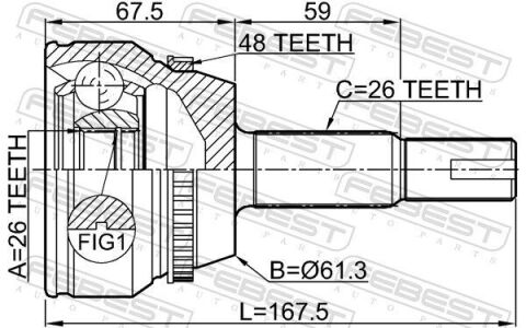 ШРУС наружный 26x61.3x26 ШРУС наружный 26x61.3x26