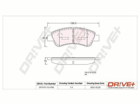 DP1010.10.0758 Drive+ - Гальмівні колодки до дисків