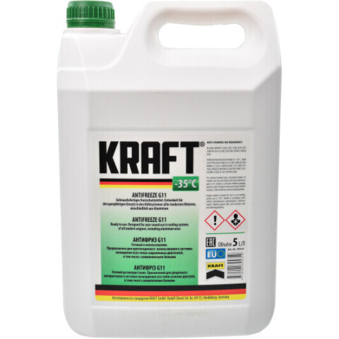 Антифриз KRAFT Automotive G11 Green -35, 5 литров Антифриз KRAFT Automotive G11 Green -35, 5 литров