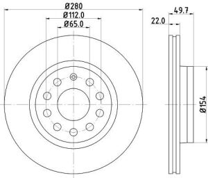 Диск тормозной перед.(280x22) (вентил.) a3 03- vw golf v, caddy 04-