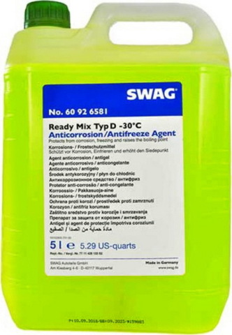 Антифриз SWAG зелений G11 (-30°C), 5 літрів Антифриз SWAG зелений G11 (-30°C), 5 літрів