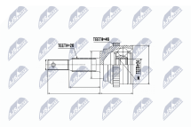 Комплект шарнірів, приводний вал Chrysler Pt Cruiser 2.2Crdi 02-