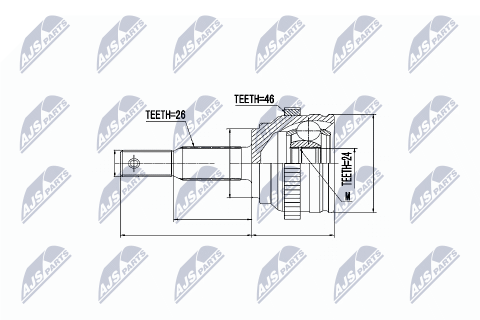 Комплект шарнірів, приводний вал Chrysler Pt Cruiser 2.2Crdi 02-