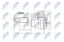 Комплект шарнірів, приводний вал Citroen C15 1.8D 44Kw -00