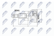 Комплект шарнірів, приводний вал Kia Rio 1.3 00- Комплект шарнірів, приводний вал Kia Rio 1.3 00-