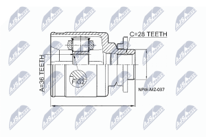 Шарнирный комплект, приводной вал Mazda Bt50 06-11, Ford Ranger Es 09-, Everest Eu