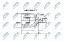 Шарнирный комплект, приводной вал Nissan Sunny N14 1.6 90-, Almera N15 1.6 95- L