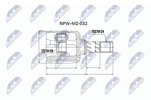 Шарнирный комплект, приводной вал Mazda 323 Bj 1.8,1.9,2.0D 98-04, Premacy 1.8,2.0,2.0D 99-05