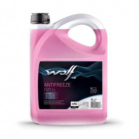 Антифриз WOLF ANTIFREEZE EVO LL (концентрат) рожевий, 5 літрів Антифриз WOLF ANTIFREEZE EVO LL (концентрат) рожевий, 5 літрів