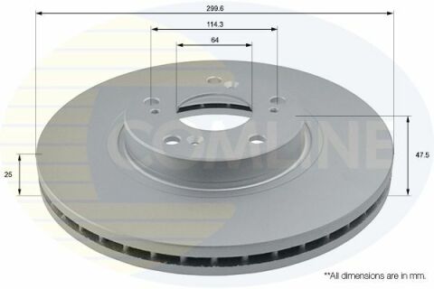 ADC0552V Comline - Диск гальмівний вентильований з покриттям