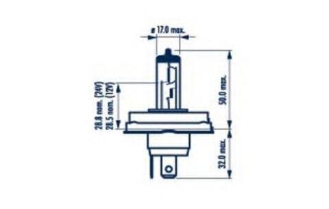 Автолампа Narva Halogen R2 12V 45/40W P45t-4 Автолампа Narva Halogen R2 12V 45/40W P45t-4