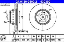 Диск тормозной (передний) MB C-class (W205/S205/C205) 14- (318x30) (вентил.) (с покрыт.)