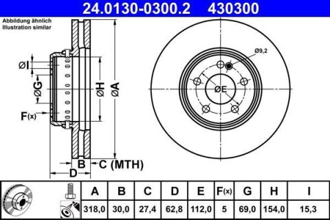 Диск тормозной (передний) MB C-class (W205/S205/C205) 14- (318x30) (вентил.) (с покрыт.)
