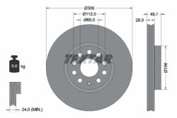 Диск тормозной (передний) VW Caddy V 20- (360x36) (с покрытием) PRO+ Диск тормозной (передний) VW Caddy V 20- (360x36) (с покрытием) PRO+