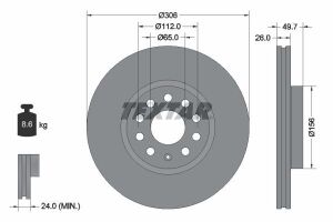 Диск гальмівний (передній) VW Caddy V 20- (360x36) (з покриттям) PRO+