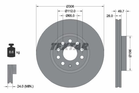 Диск гальмівний (передній) VW Caddy V 20- (360x36) (з покриттям) PRO+ Диск гальмівний (передній) VW Caddy V 20- (360x36) (з покриттям) PRO+