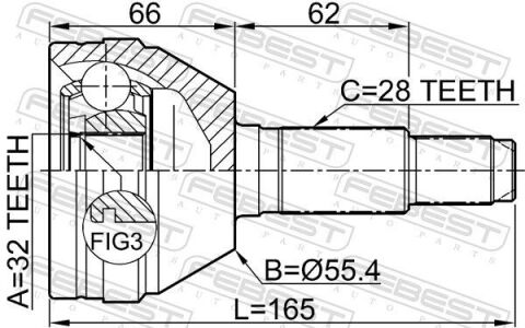 шрус зовнішній 32x55.4x28 шрус зовнішній 32x55.4x28