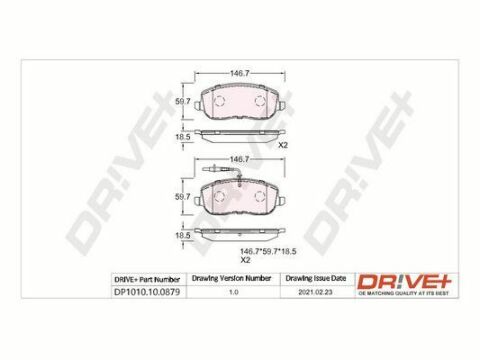 DP1010.10.0879 Drive+ - Гальмівні колодки до дисків