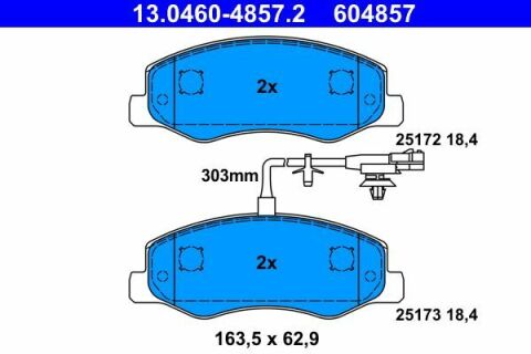 Колодки тормозные (задние) Renault Master III/Opel Movano B/Nissan NV400 10- (Brembo) (+датчик)(спарка)