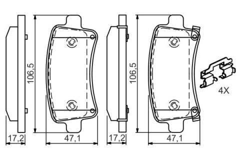 Колодки гальмівні (задні) Opel Insignia 08- (з прижимною пластиною)