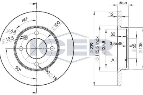 Диск гальмівний (передній) VW Caddy 82-92/Golf 74-99/Passat 73-88/Polo 95-02 (239x12)(з покр)(повний) Диск гальмівний (передній) VW Caddy 82-92/Golf 74-99/Passat 73-88/Polo 95-02 (239x12)(з покр)(повний)