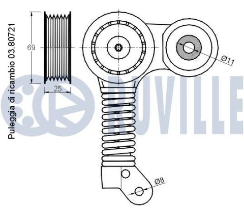 Натяжний пристрій Citroen C5 III 2.7 2008–, Jaguar S-Type II 2.7 2004–, Peugeot 407 2.7 2005–