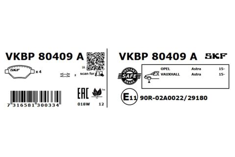 Колодки гальмівні (передні) Opel Astra K 15-