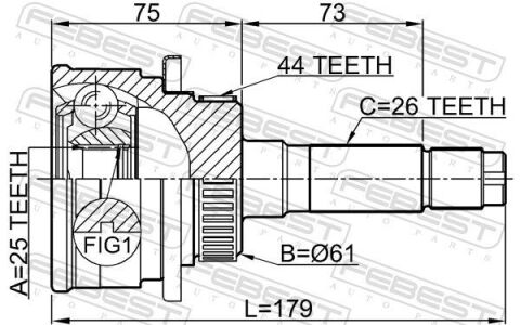 Шрус внешний 25x61x26 Шрус внешний 25x61x26