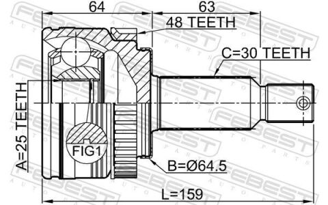 Шрус внешний 25x64.5x30 Шрус внешний 25x64.5x30
