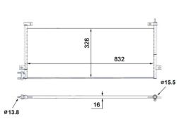 Конденсатор кондиционера 832x328x16 RVI C, K, T VOLVO FH, FH II, III, FH16, FH16 III 01.03-