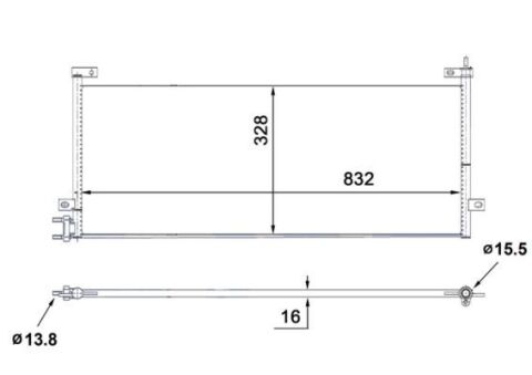 Конденсатор кондиціонера 832x328x16 RVI C, K, T  VOLVO FH, FH II, FH III, FH16, FH16 II, FH16 III 01.03-
