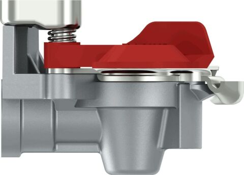 Пневматическая муфта (ручка двери, размер резьбы M22x1,5мм, цвет красный, клапан в комплекте, применение трактор)