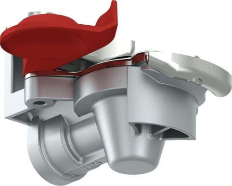 Пневматическая муфта (ручка двери, размер резьбы M22x1,5мм, цвет красный, клапан в комплекте, применение трактор)