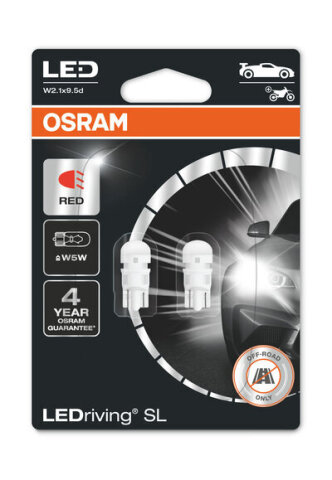 Лампа світлодіодна LEDriving RED W5W 1W 12V W2.1X9.5D (комплект)