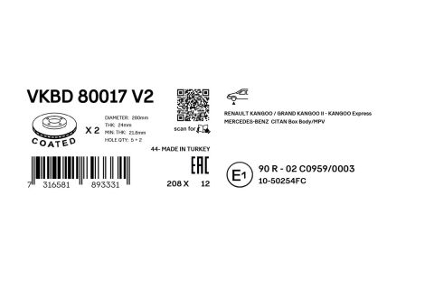 Гальмівний диск передній Mercedes-Benz Vito 03– Гальмівний диск передній Mercedes-Benz Vito 03–