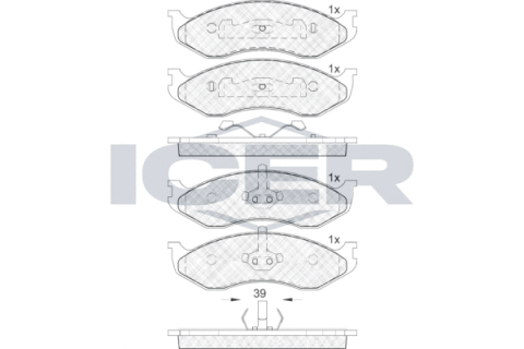 Колодки гальмівні (передні) Jeep Cherokee/Grand Cherokee 83-01/Wrangler 86-10/Kia Carnival 99-01