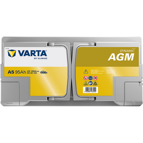 Акумулятор VARTA 12В 95Агод./850А (EN) Dynamic AGM START&STOP AGM (R+ стандартні клеми) 353x175x190 B13 - монтажний фланець 10.5мм (пусковий/agm) Акумулятор VARTA 12В 95Агод./850А (EN) Dynamic AGM START&STOP AGM (R+ стандартні клеми) 353x175x190 B13 - монтажний фланець 10.5мм (пусковий/agm)