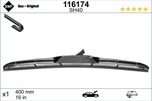 Щітка склоочисника гібридна передній із спойлером (1штука) Hybrid 400мм HYUNDAI I10 II, I10 III, I20 ACTIVE, I20 II, I30, KONA, STARIA, TUCSON, TUCSON/SUV  ISUZU D-MAX III  KIA CEED, EV3, EV6 09.02-