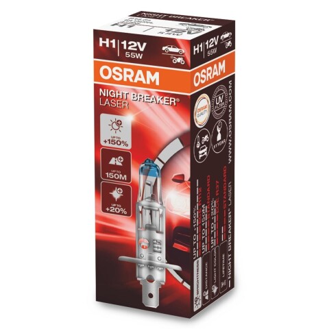 Галогенна лампа H1 12V 55W OSRAM Night Breaker Laser +150%