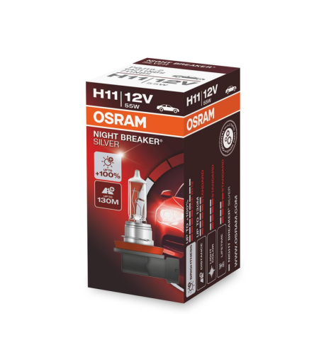 Лампа галогенна H11 12V 55W Night Breaker Silver +100% Лампа галогенна H11 12V 55W Night Breaker Silver +100%
