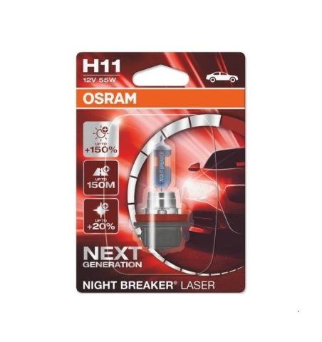 Лампа галогенная H11 55W 12V Night Breaker Laser +150%