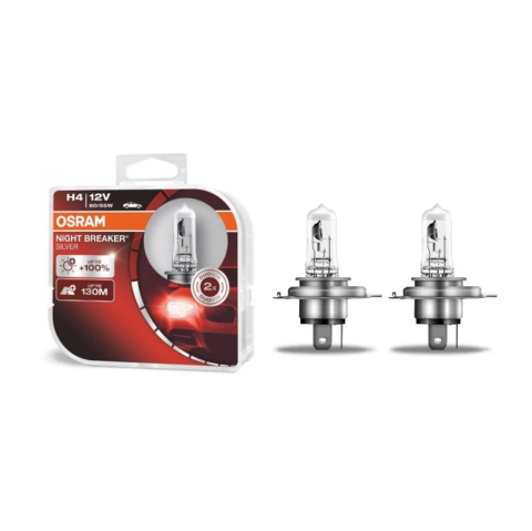 Лампа галогенна H4 12V 60/55W Night Bracker Silver +100% (комплект) Лампа галогенна H4 12V 60/55W Night Bracker Silver +100% (комплект)