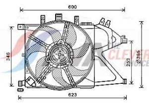 Вентилятор радіатора двигуна (без системи кондиціонування) CORSA C 1.6-1.8 00-, COMBO 1.3-1.6 01-AVA OPEL