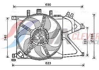 Вентилятор радіатора двигуна (без системи кондиціонування) CORSA C 1.6-1.8 00-, COMBO 1.3-1.6 01-AVA OPEL Вентилятор радіатора двигуна (без системи кондиціонування) CORSA C 1.6-1.8 00-, COMBO 1.3-1.6 01-AVA OPEL